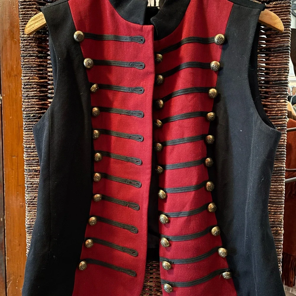 DKNY Black and Red Military Vest - Picture 2 of 3